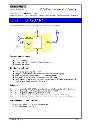 Datenblatt PT2D.1N - EDISEN SENSOR SYSTEME