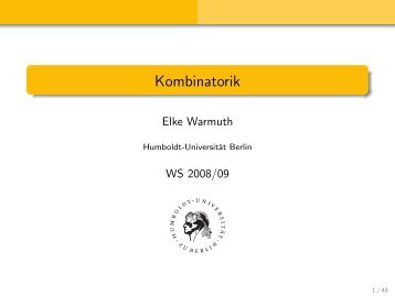 Vorlesung “Kombinatorik” - Mathematik und ihre Didaktik