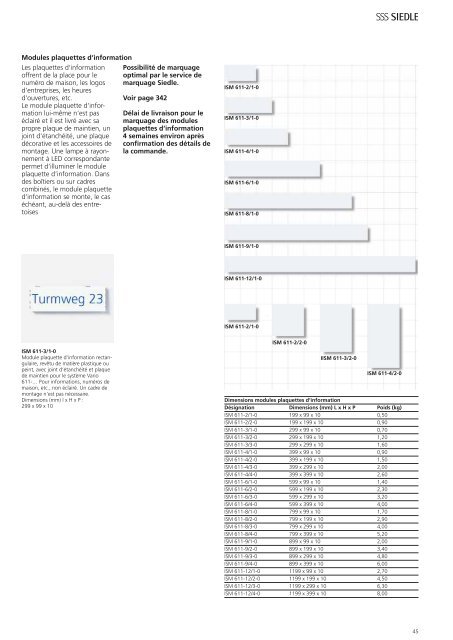 Siedle Catalogue de commande 2012-2013