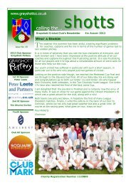 Club Newsletter, Calling the Shotts - Grayshott Cricket Club