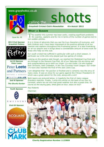 Club Newsletter, Calling the Shotts - Grayshott Cricket Club