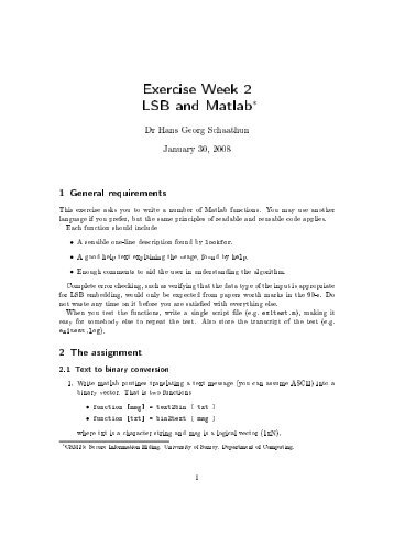 Exercise Week 2 LSB and Matlabâ - Department of Computing