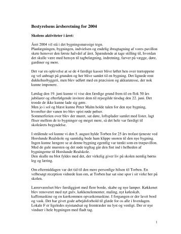 Bestyrelsens årsberetning for 2004 - Horslunde realskole