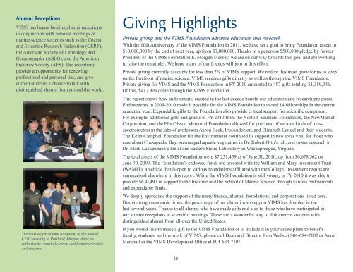 2010 Annual Report - Virginia Institute of Marine Science