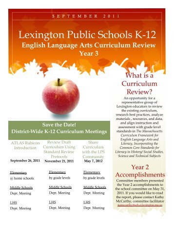 Overview of ELA Curriculum Review - Lexington Public Schools