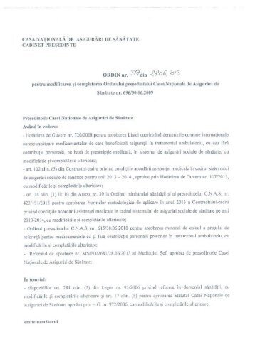 Ordinul 377 / 28.06.2013 cu privire la lista de medicamente valabila ...