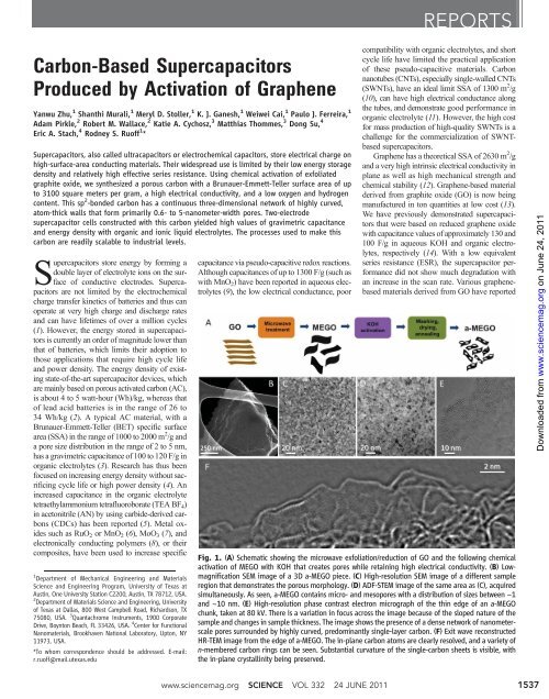 Carbon-Based Supercapacitors Produced by Activation of Graphene ...