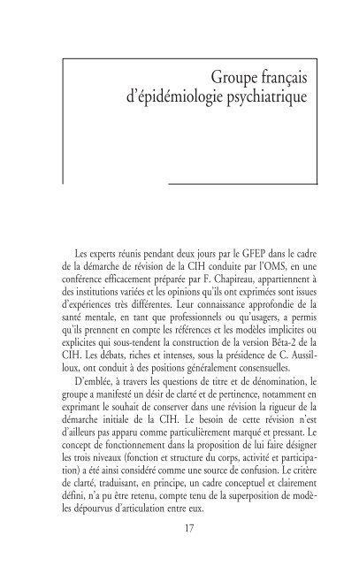 classification internationale des handicaps et santÃ© mentale - ctnerhi