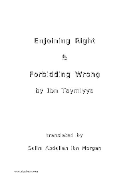 Enjoining Right and forbidding wrong