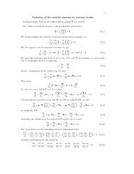 1 Derivation of the vorticity equation for constant density In what ...