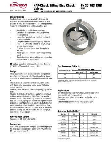 NAF-Check Tilting Disc Check Valves Fk 30.70(11)GB