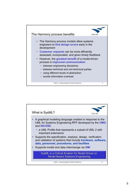 1 SysML - a modeling language for Systems Engineering