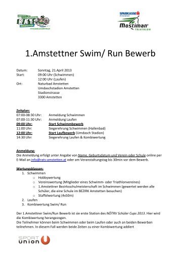 1.Amstettner Swim/ Run Bewerb - RATS Amstetten