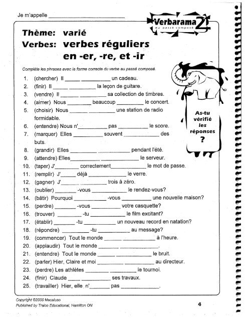 verbarama passe compose