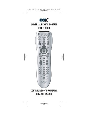 UNIVERSAL REMOTE CONTROL USER'S GUIDE CONTROL ...