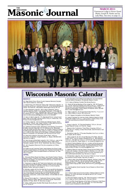 WMJ March 2011 - Freemasons of Wisconsin