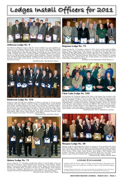 WMJ March 2011 - Freemasons of Wisconsin