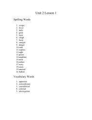 Unit 2 Spelling List