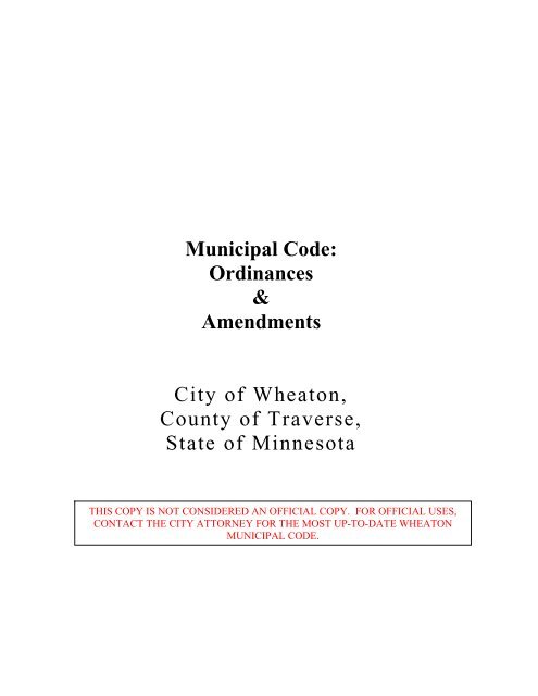 Municipal Code: Ordinances & Amendments City of Wheaton ...