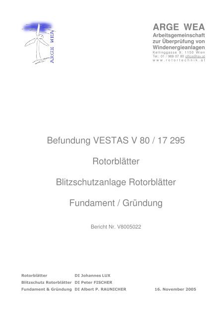 PrÃ¼fbericht Vestas V80_17295.pdf - Arbeitsgemeinschaft zur ...