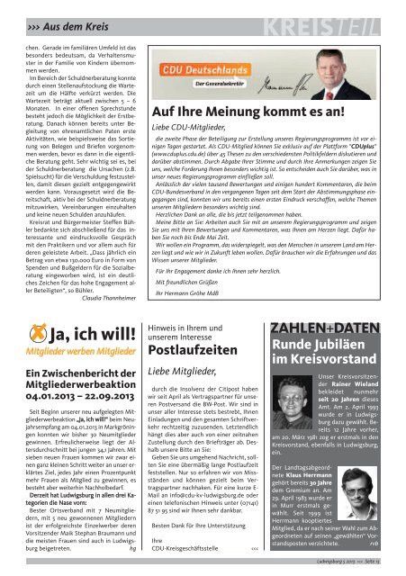 CDU Intern Ausgabe Mai 2013 - CDU Kreisverband Ludwigsburg
