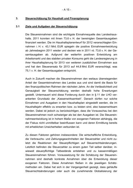 Finanzplanung 2012 bis 2016 mit Finanzbericht 2013 des Landes ...