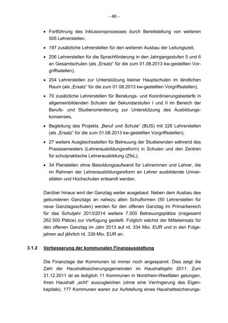 Finanzplanung 2012 bis 2016 mit Finanzbericht 2013 des Landes ...