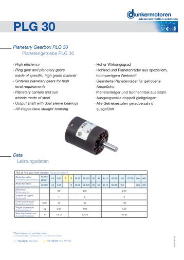 Planetary Gearbox PLG 30 - Dunkermotoren