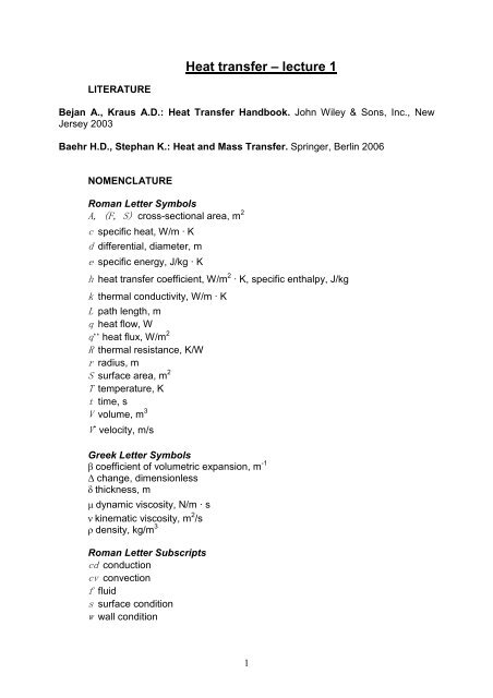 Heat transfer â lecture 1