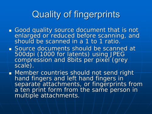 Interpol AFIS service - NIST Visual Image Processing Group