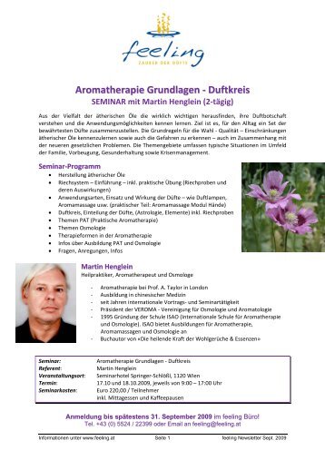 Aromatherapie Grundlagen - Duftkreis SEMINAR mit ... - Feeling