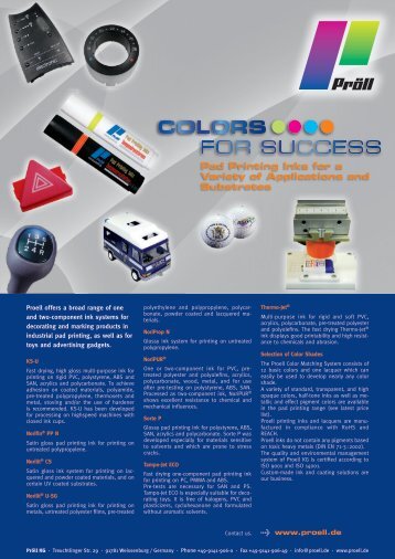 Product Range Pad Printing Inks - Proell