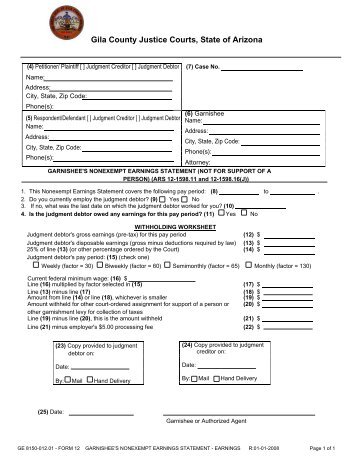 Nonexempt Earnings Statement - Gila County