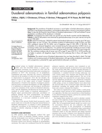 Duodenal adenomatosis in familial adenomatous polyposis - Gut