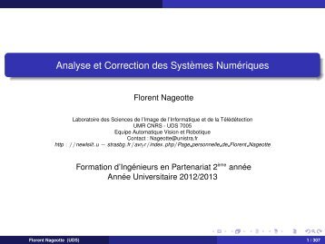 Analyse et Correction des SystÃ¨mes NumÃ©riques - Automatique ...