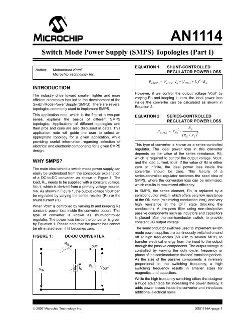 Switch Mode Power Supply (SMPS) Topologies - Microchip