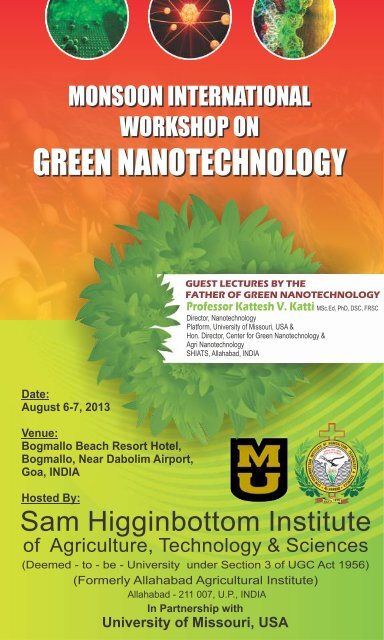 GREEN NANOTECHNOLOGY GREEN ... - Shiats.edu.in