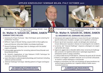 Dr. Walter H. Schmitt DC, DIBAK, DABCN Dr. Walter H ... - ICAK Italia