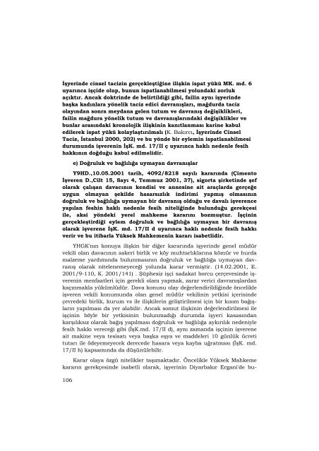 Yargıtayın İş Hukukuna İlişkin Kararlarının Değerlendirilmesi 2001 ...