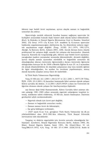 Yargıtayın İş Hukukuna İlişkin Kararlarının Değerlendirilmesi 2001 ...