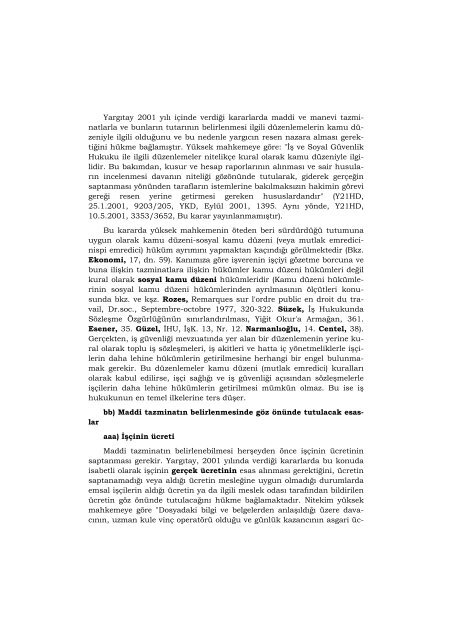 Yargıtayın İş Hukukuna İlişkin Kararlarının Değerlendirilmesi 2001 ...