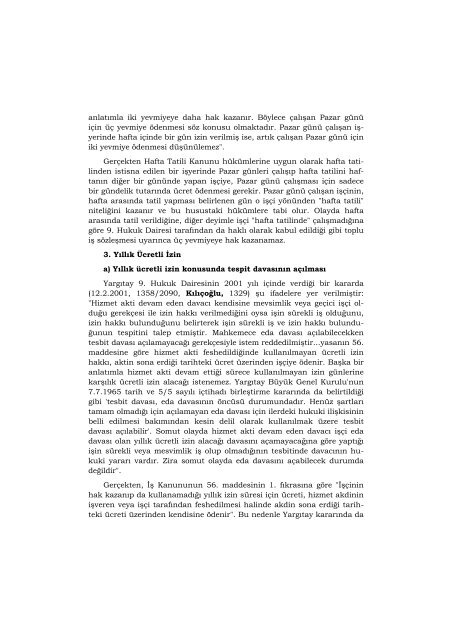 Yargıtayın İş Hukukuna İlişkin Kararlarının Değerlendirilmesi 2001 ...