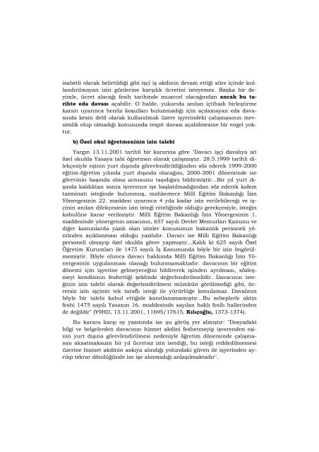 Yargıtayın İş Hukukuna İlişkin Kararlarının Değerlendirilmesi 2001 ...