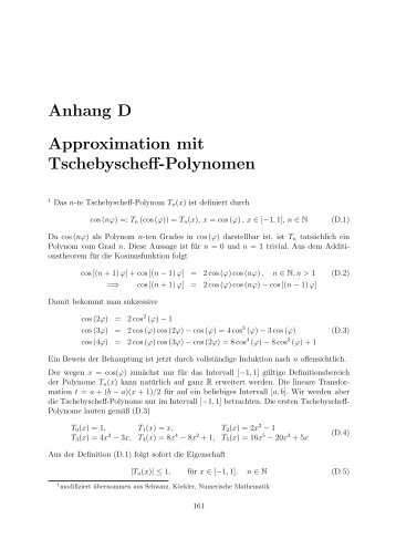 Anhang D Approximation mit Tschebyscheff-Polynomen