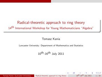 Radical-theoretic approach to ring theory - Mathematics and ...