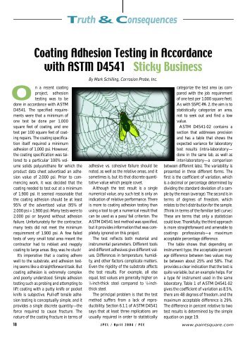 Coating Adhesion Testing in Accordance with ASTM D4541 Sticky ...