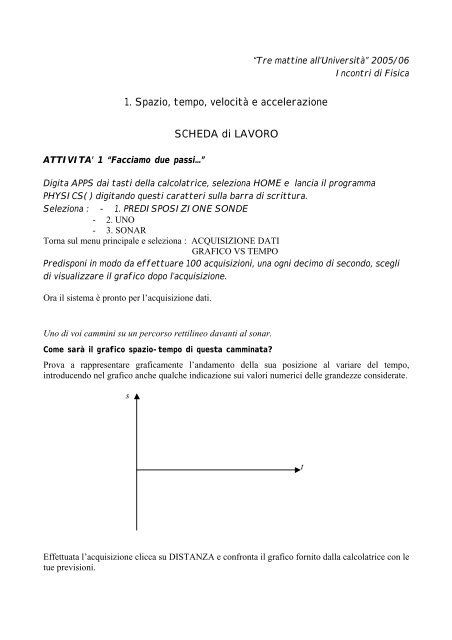 1. Spazio, tempo, velocitÃ  e accelerazione SCHEDA di ... - I@PhT