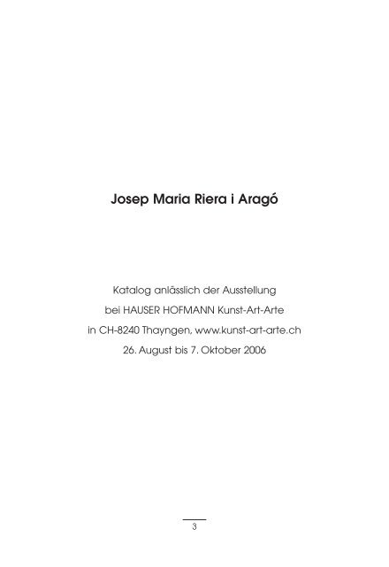 Josep Maria Riera i Aragó - HAUSER HOFMANN Kunst - Art