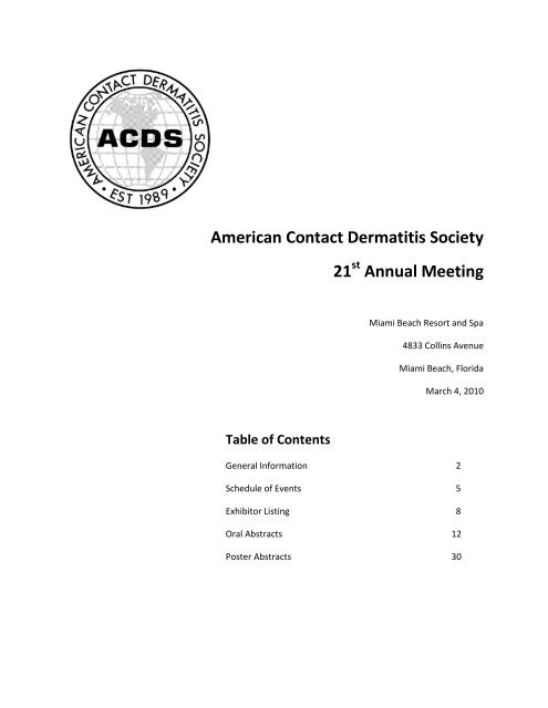American Contact Dermatitis Society 21 Annual Meeting