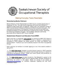 September 2012 - Saskatchewan Society of Occupational Therapists